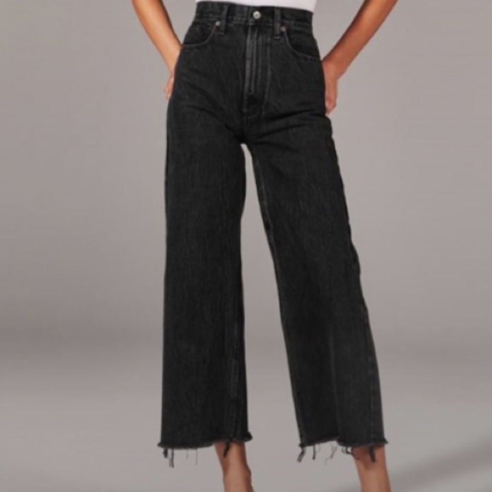 A&F high rise wide leg black jeans 24 Long